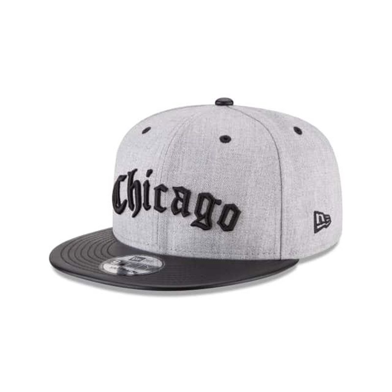 NBA Chicago Bulls Heather Script 9Fifty Snapback (MMA7523) - Grey New Era Caps